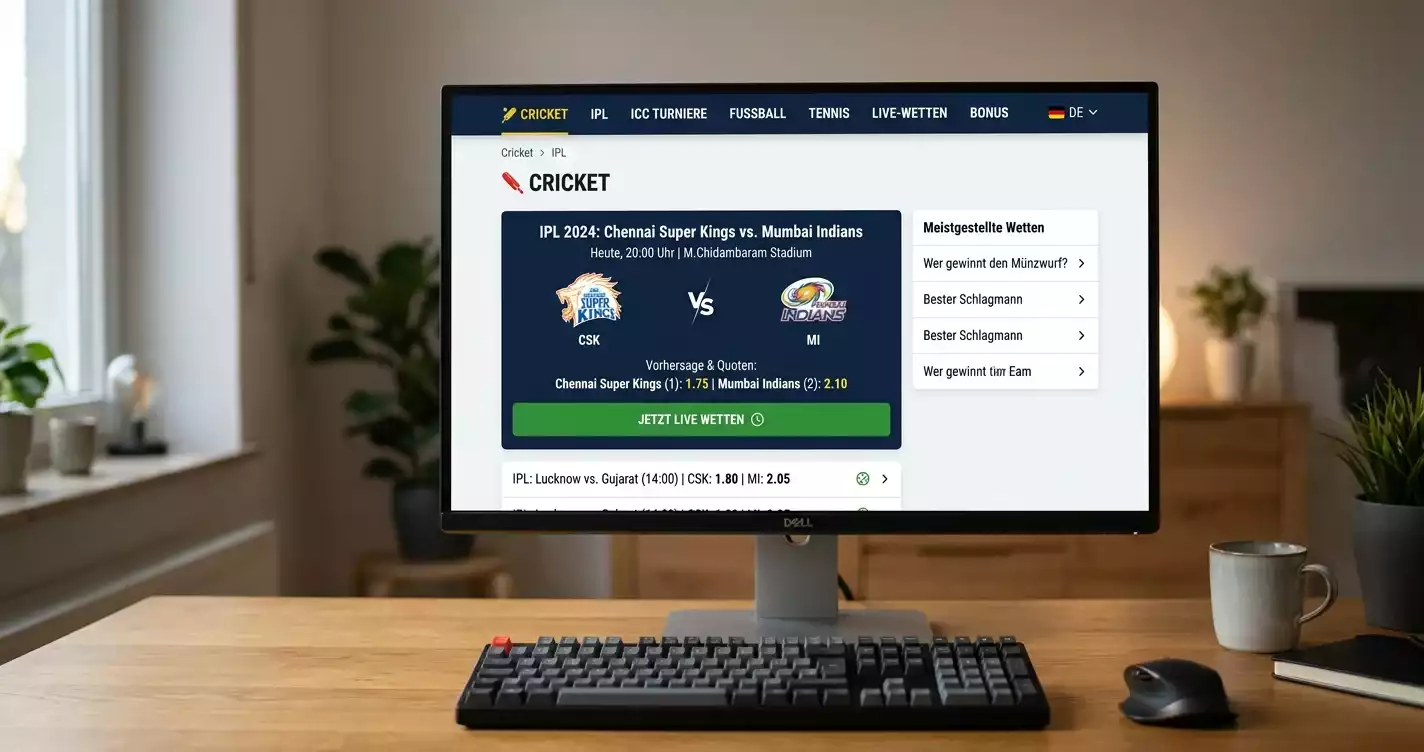 bwin Sportswetten Plattform Deutschland mit Cricket Live Wetten Bereich