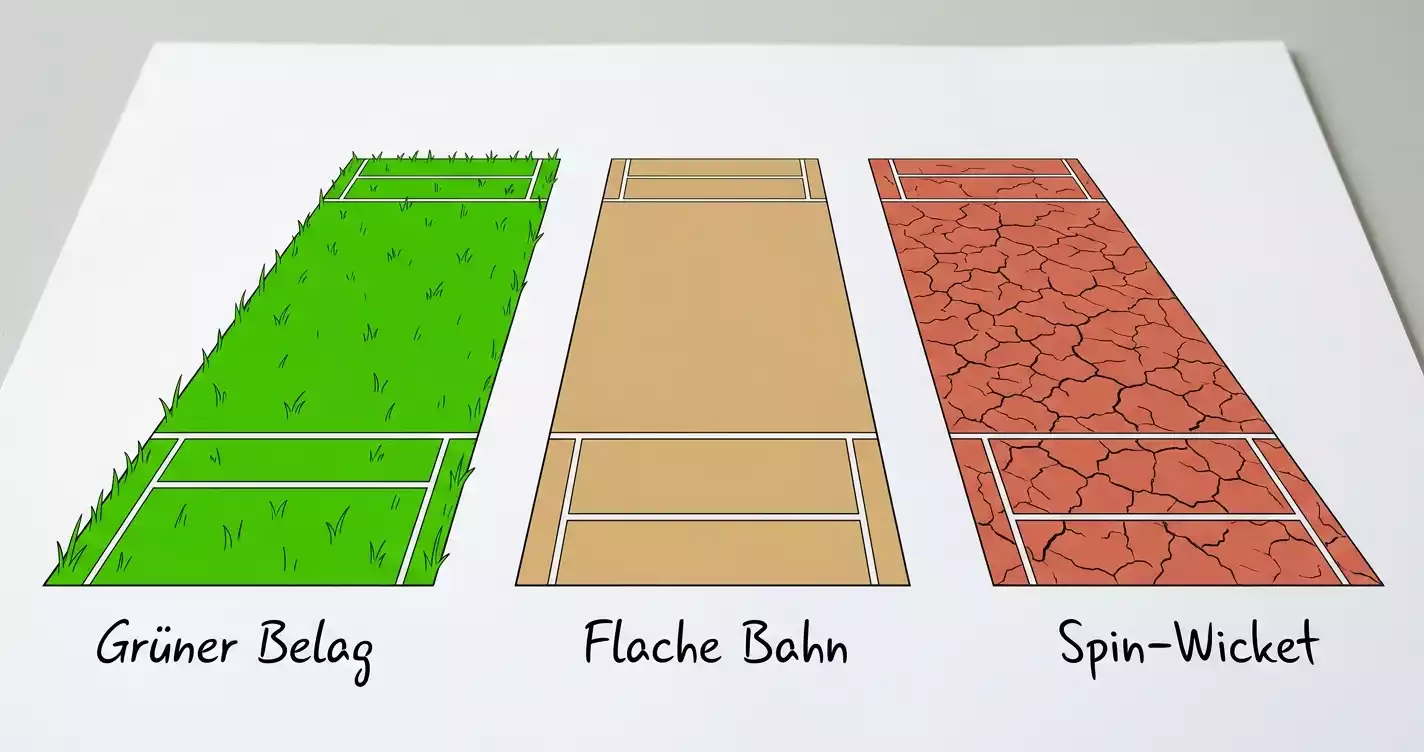 Vergleich Green Top, Flat Track und Spin-Wicket – cricket pitch analyse wetten Pitchtypen