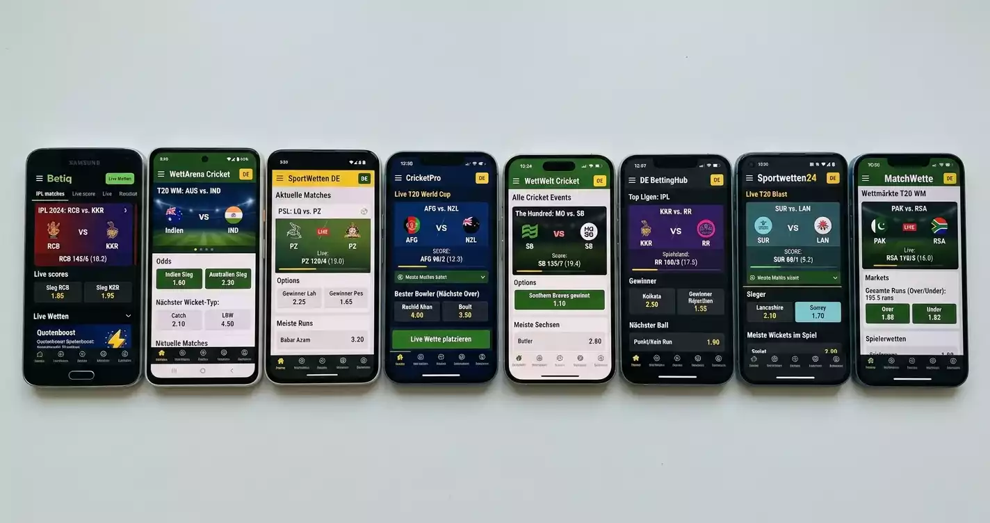Cricket Wetten App iOS Android Vergleich – GGL-lizenzierte Anbieter für Cricket auf Smartphone