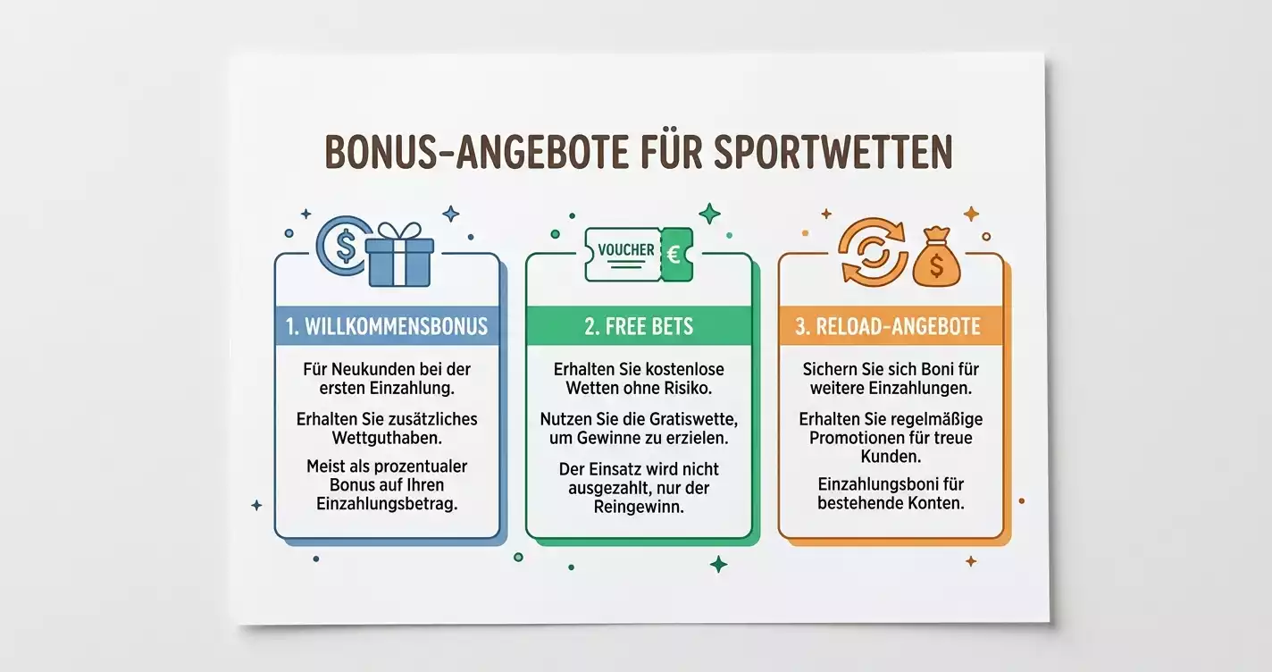 Übersicht der Bonustypen bei Cricket Wettanbietern in Deutschland