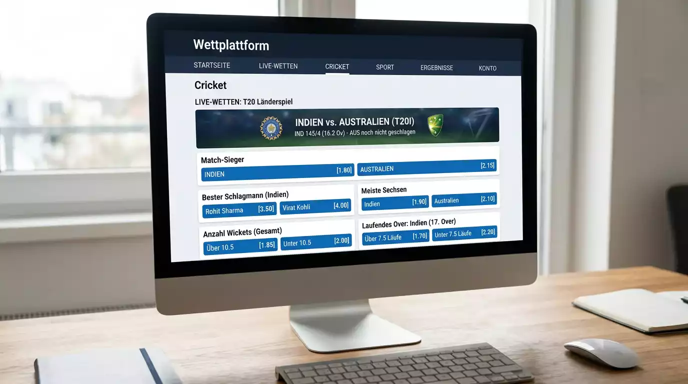 Cricket Wettmärkte Übersicht – Match Winner, Session-Wetten und Ball-by-Ball-Märkte auf Wettplattform
