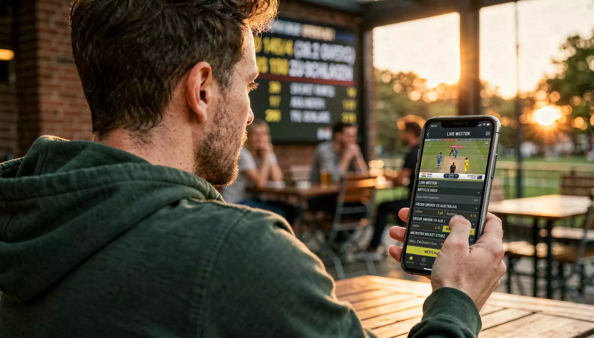 Cricket Live Wetten in Deutschland – Spieler platziert In-Play-Wette auf IPL-Match an mobilem Gerät
